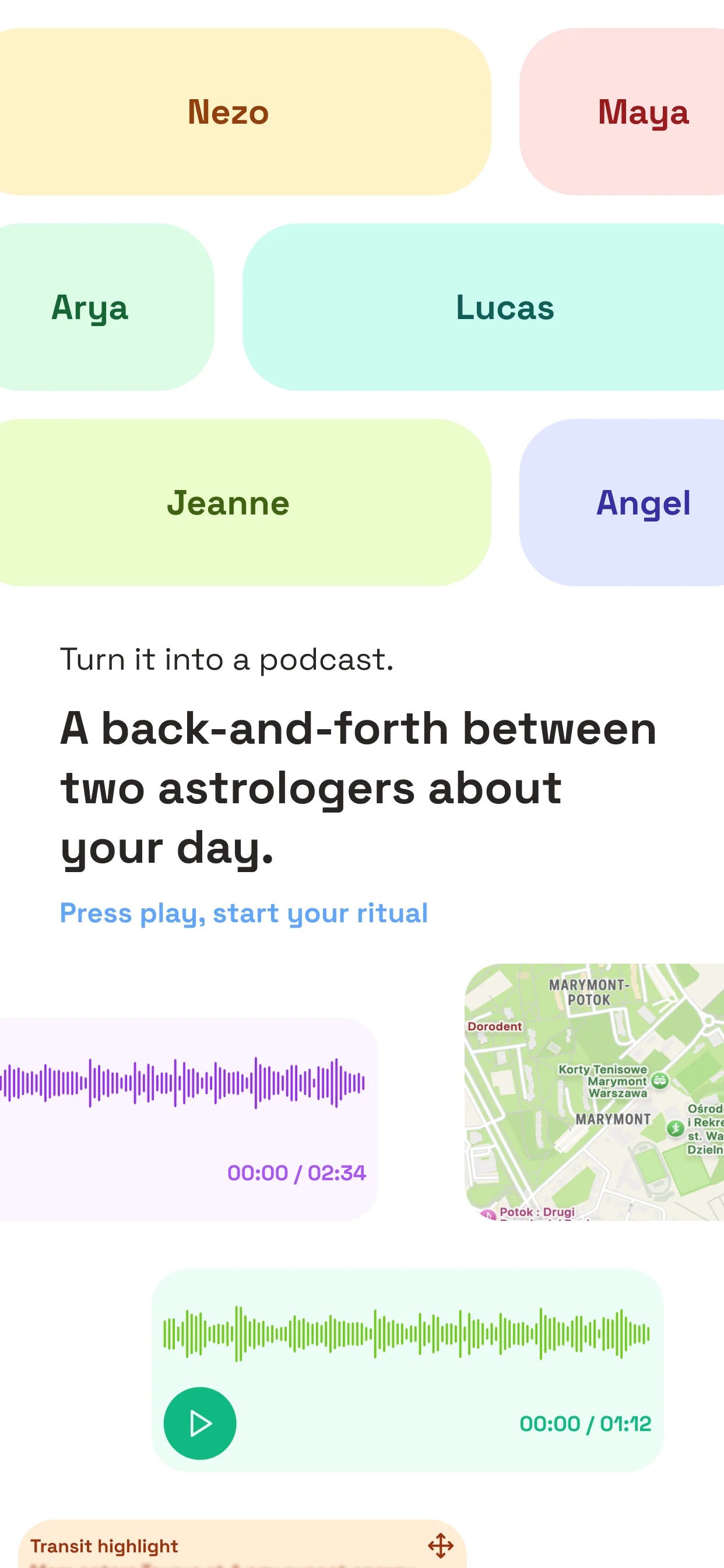 Audio horoscope player
