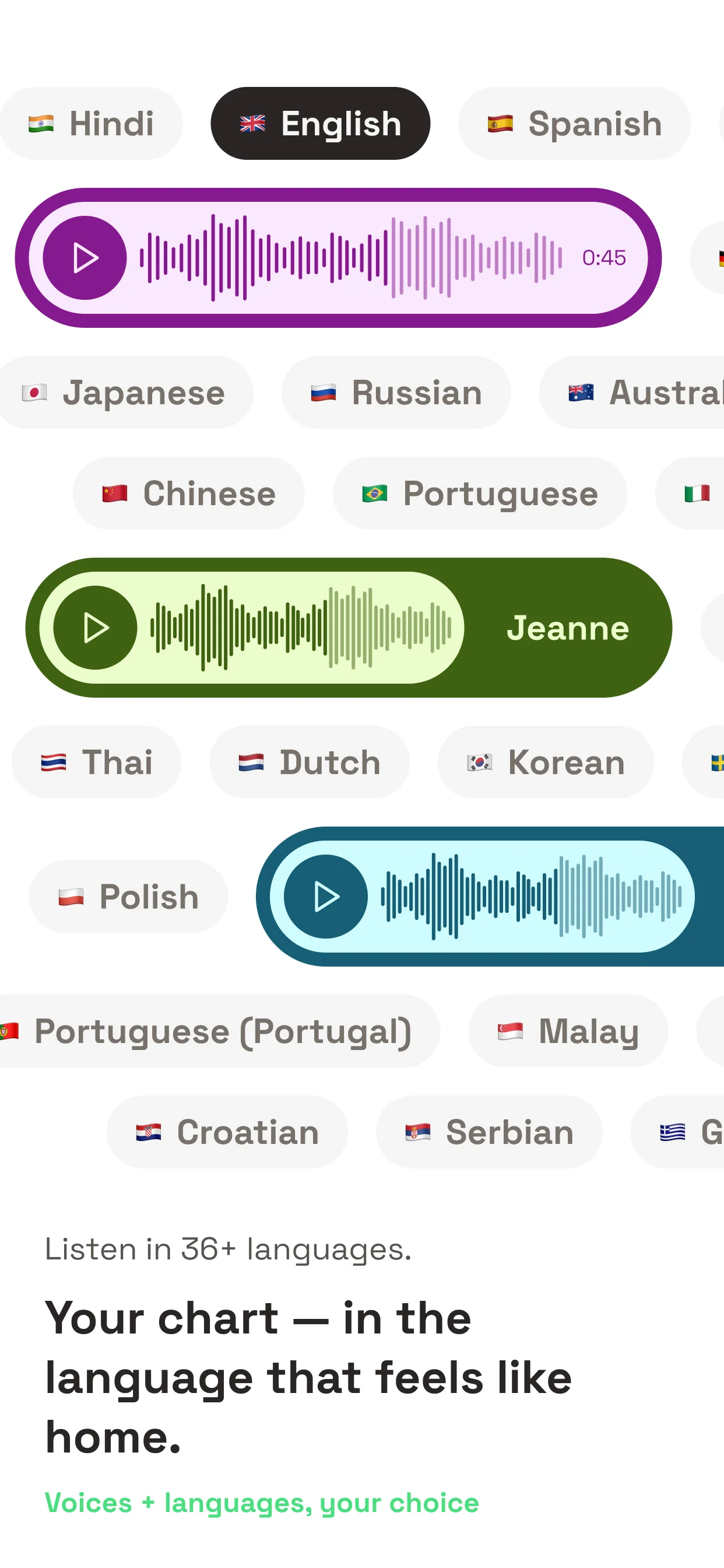 Multiple languages